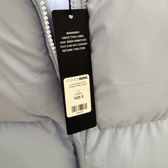 Fashion Nova Light Blue Cropped Puffer Jacket - Picture 3 of 5